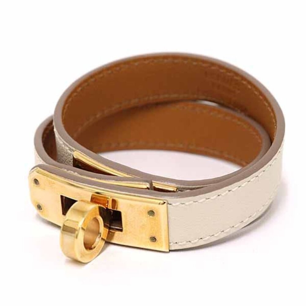 Hermes Leather Bracelet <Kelly> Double Tour Vaux Swift T Stamp